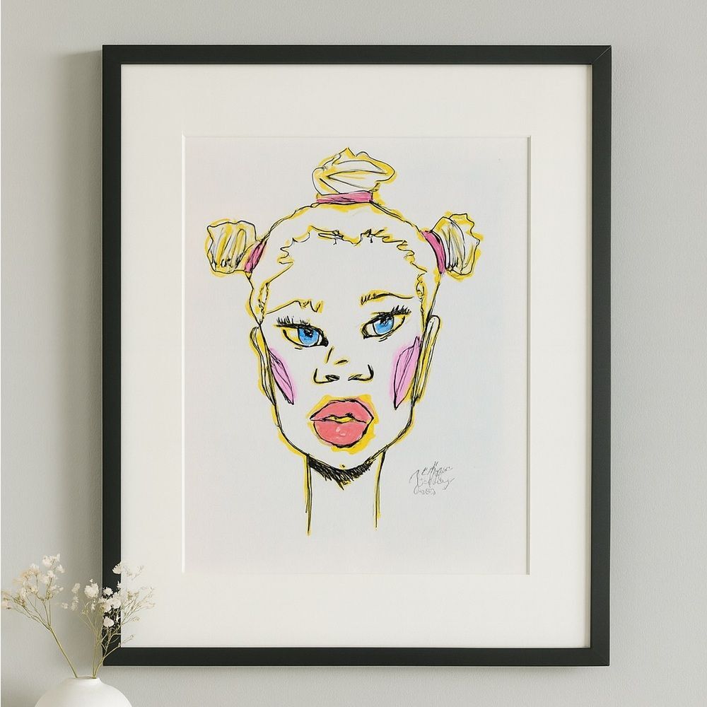 Bantu Lady – Modern Colorful Abstract Portrait | Original 9x12 Artwork